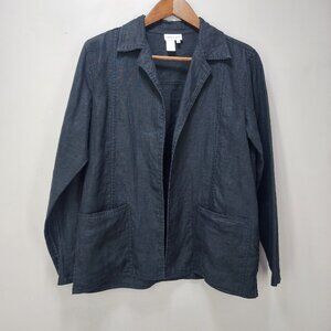 Coldwater Creek Linen Long Sleeve Open Shirt Jacket